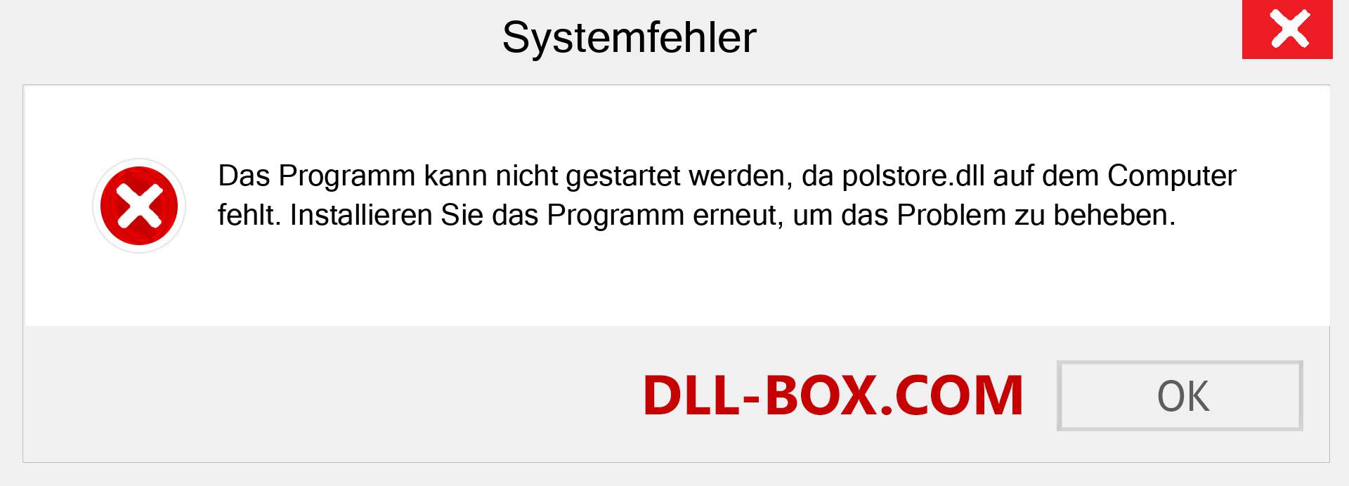 polstore.dll-Datei fehlt?. Download für Windows 7, 8, 10 - Fix polstore dll Missing Error unter Windows, Fotos, Bildern